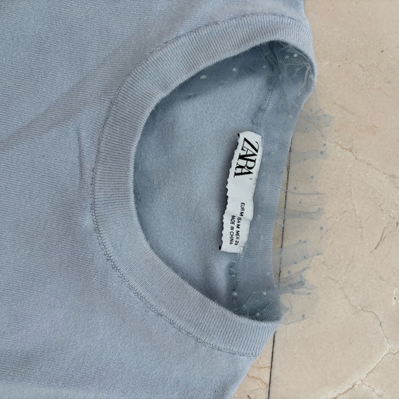 Zara Light Blue sweater with Tulle Detail - Picture 3 of 4